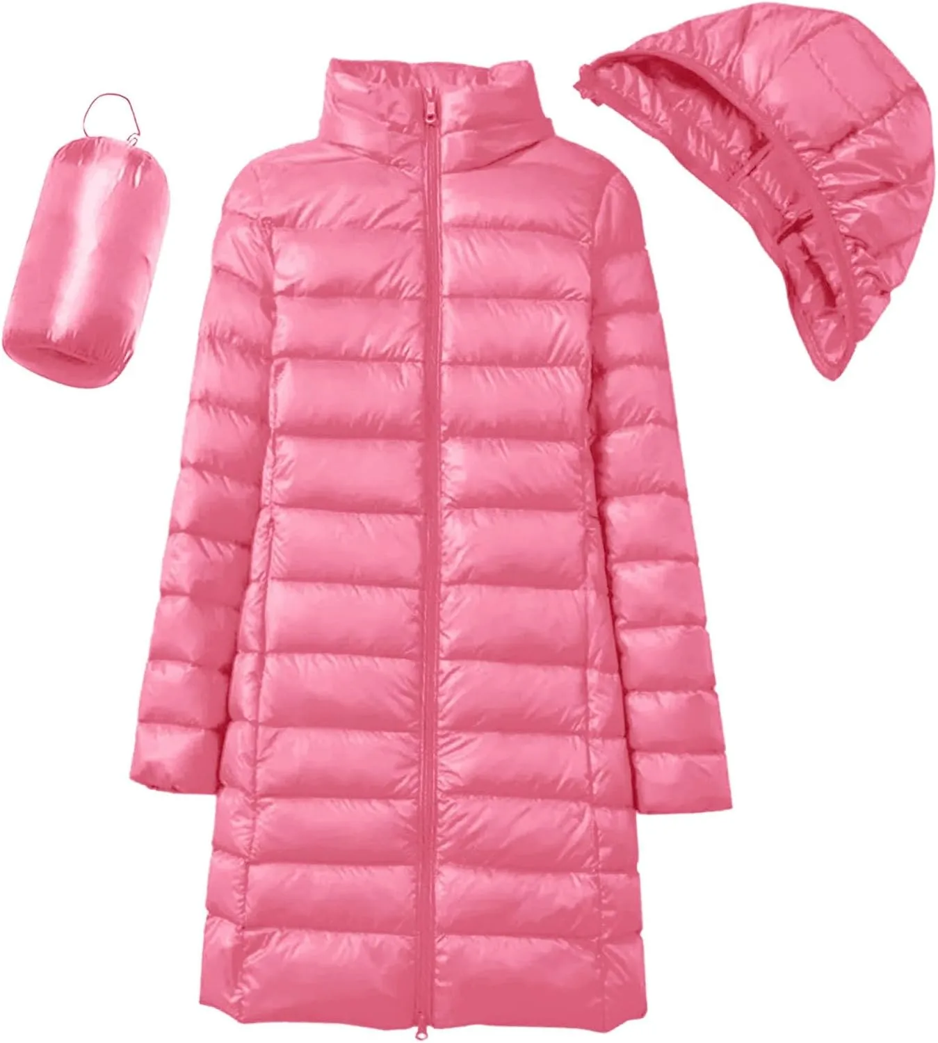 Winter Warm Jacket Womens Puffer Jacket Packable Down Jacket Lightweight Slim Fit Hooded Winter Coat with Pocket