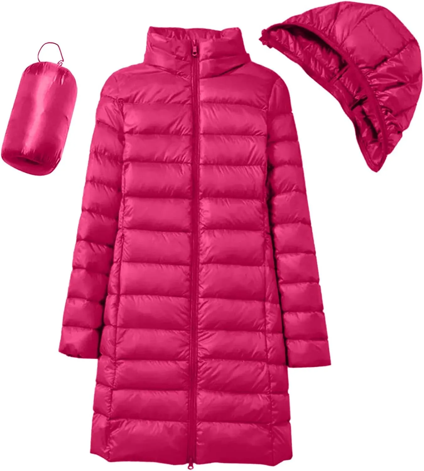 Winter Warm Jacket Womens Puffer Jacket Packable Down Jacket Lightweight Slim Fit Hooded Winter Coat with Pocket