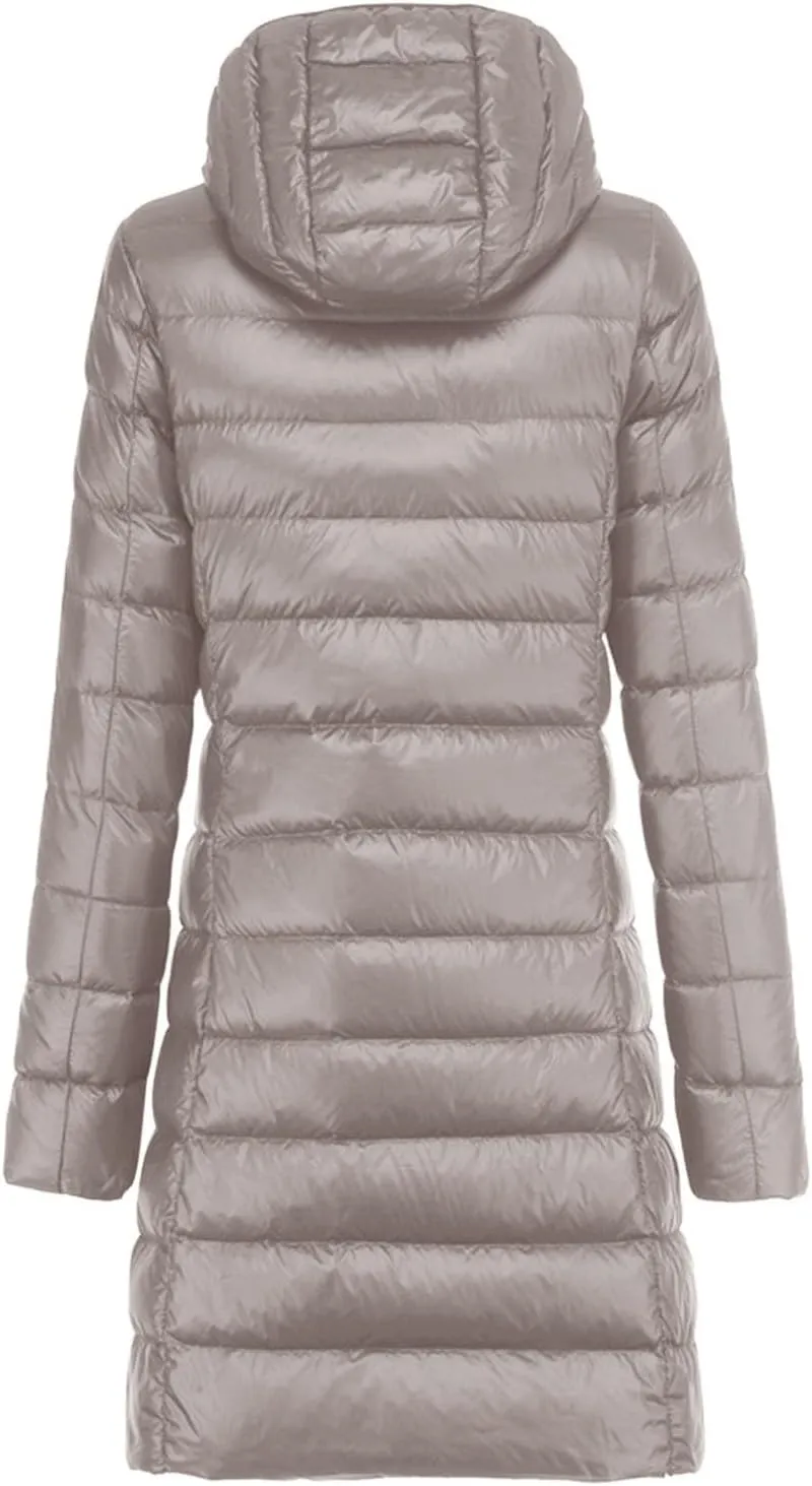 Winter Warm Jacket Womens Puffer Jacket Packable Down Jacket Lightweight Slim Fit Hooded Winter Coat with Pocket