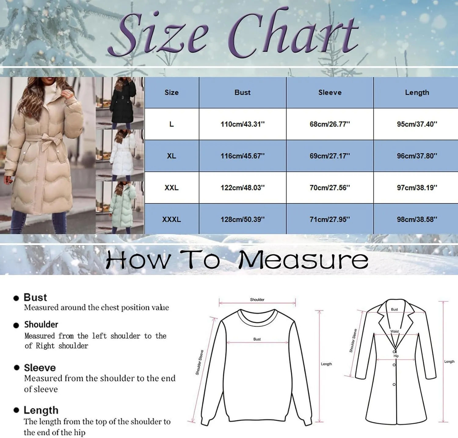 Women Down Jacket Thickened Knee-Length Quilted Puffer Jackets Warm Padded Winter Coat Hoodies Outerwear with Pockets