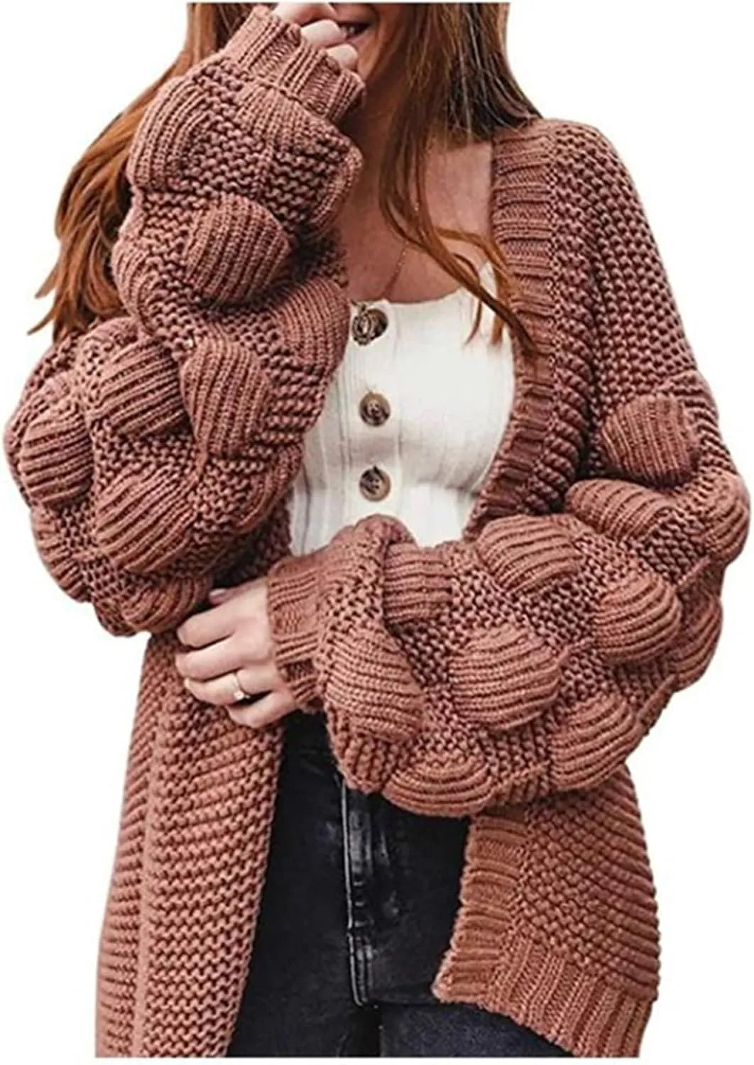 Women Oversized Cardigan Knitted Wrap Long Fall Open Front Knit CardigansCute Chunky Sweaters