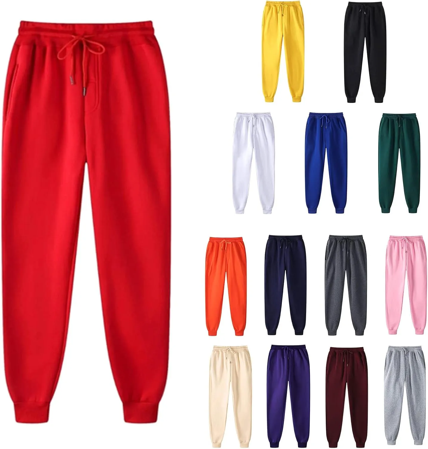 Women Winter Sweatpants Sherpa Fleece Lined Pants Warm Hiking Pants Drawstring Waist Joggers Thick Sweatpants Trousers