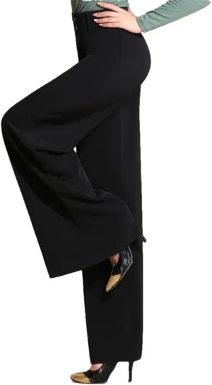 Women's Autumn High Waist Wide Leg Pants Straight Solid Color Flat Loose Trousers