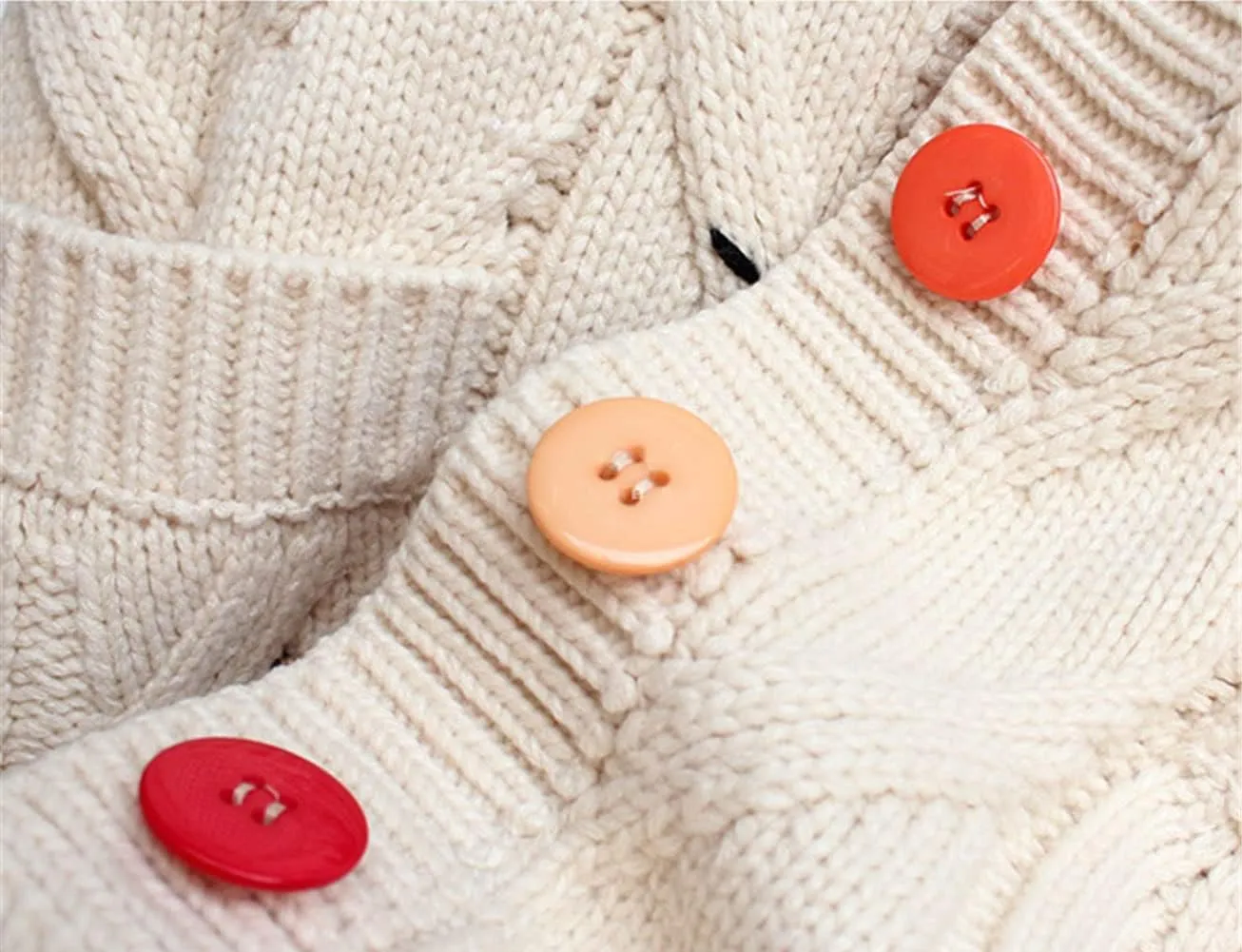 Women's Cable Knit Open Front Cardigan Lightweight Embroidery Button Down Sweater Jacket Casual Wool Blend Coat