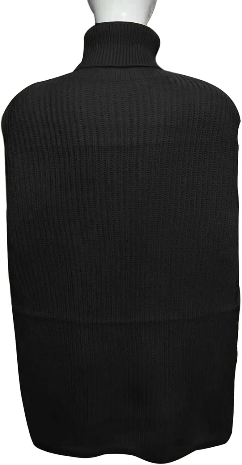 Women's Cable Knit Turtleneck Poncho Sweaters Elegant Chunky Loose Cape Wrap Pullovers Chic Jumper Tops