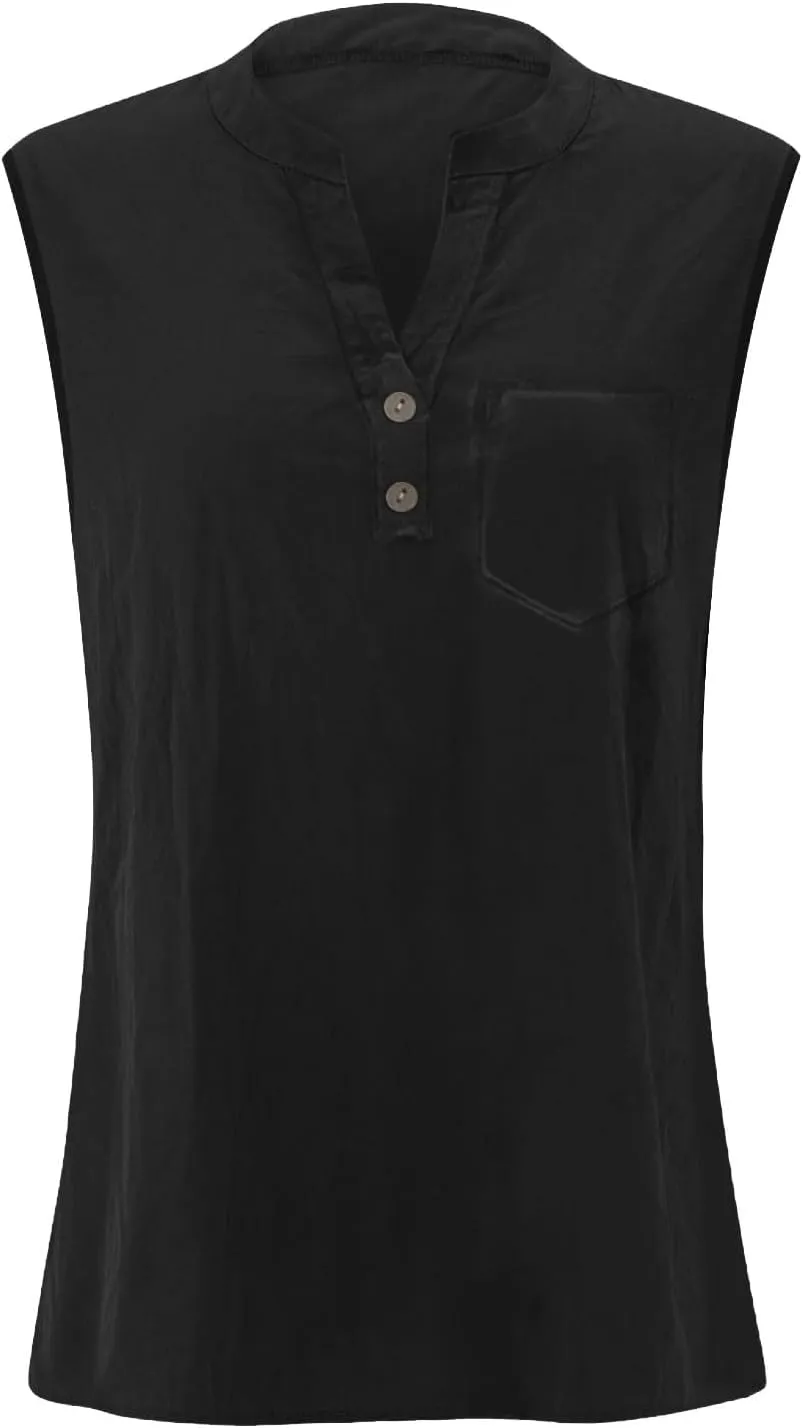 Womens Casual Button Down off shoulder Shirts Summer Fashion Cotton Linen Shirt Top Blouses with Pocket