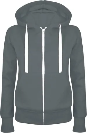 Women's Casual Zip-up Hoodie Basic Lightweight Long Sleeve Hooded Jackets Loose Fit Zipper Drawstring Sweatshirts