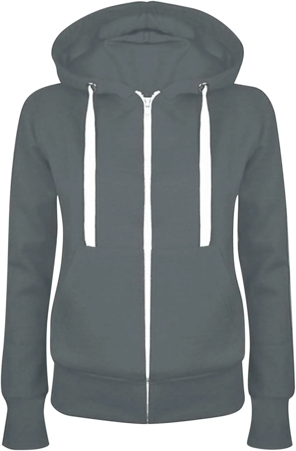 Women's Casual Zip-up Hoodie Basic Lightweight Long Sleeve Hooded Jackets Loose Fit Zipper Drawstring Sweatshirts