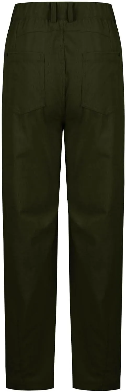 Womens Corduroy Straight Leg Pants Trendy Barrel Button Elastic Waist Trousers Lounge Mid Rise Bottoms with Pockets
