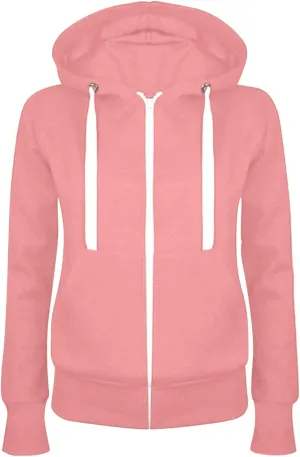 Womens Cotton Lightweight Hoodie Fall Casual Drawstring Zip Up Hooded Jackets Solid Color Basic Sweatshirts Pockets