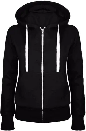 Womens Cotton Lightweight Hoodie Fall Casual Drawstring Zip Up Hooded Jackets Solid Color Basic Sweatshirts Pockets