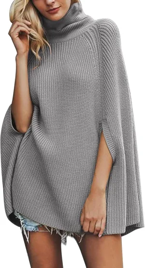 Womens Fall Fashion 2024 Turtleneck Sweaters Cable Knitted Wrap Soft Sweater Pullover Tops Trendy Outfits Baggy