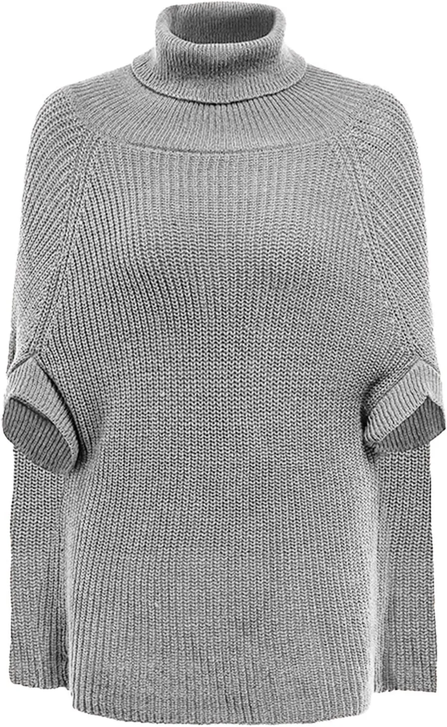 Womens Fall Fashion 2024 Turtleneck Sweaters Cable Knitted Wrap Soft Sweater Pullover Tops Trendy Outfits Baggy