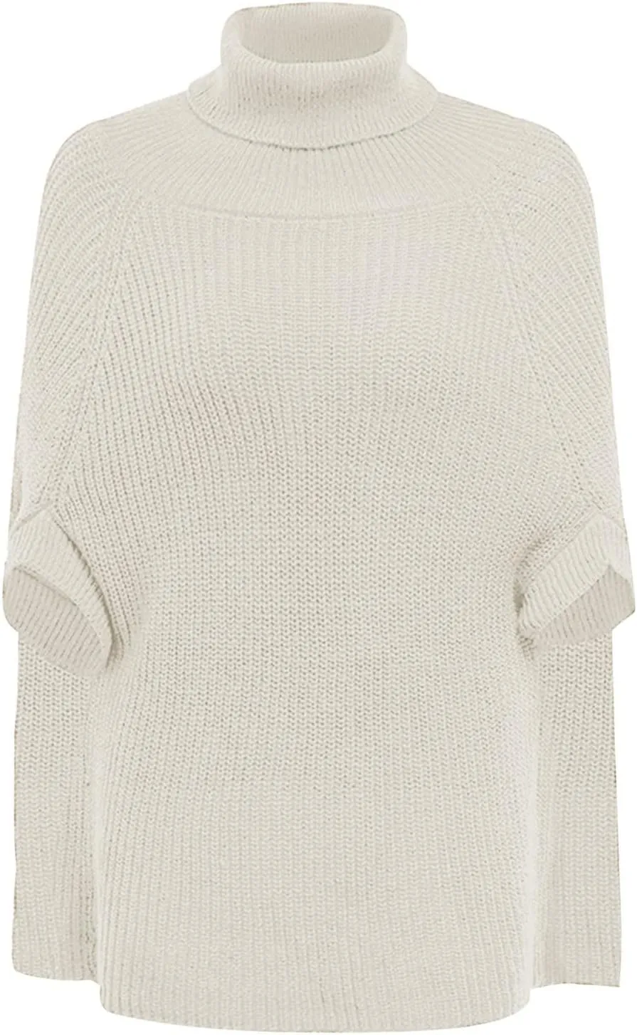 Womens Fall Fashion 2024 Turtleneck Sweaters Cable Knitted Wrap Soft Sweater Pullover Tops Trendy Outfits Baggy
