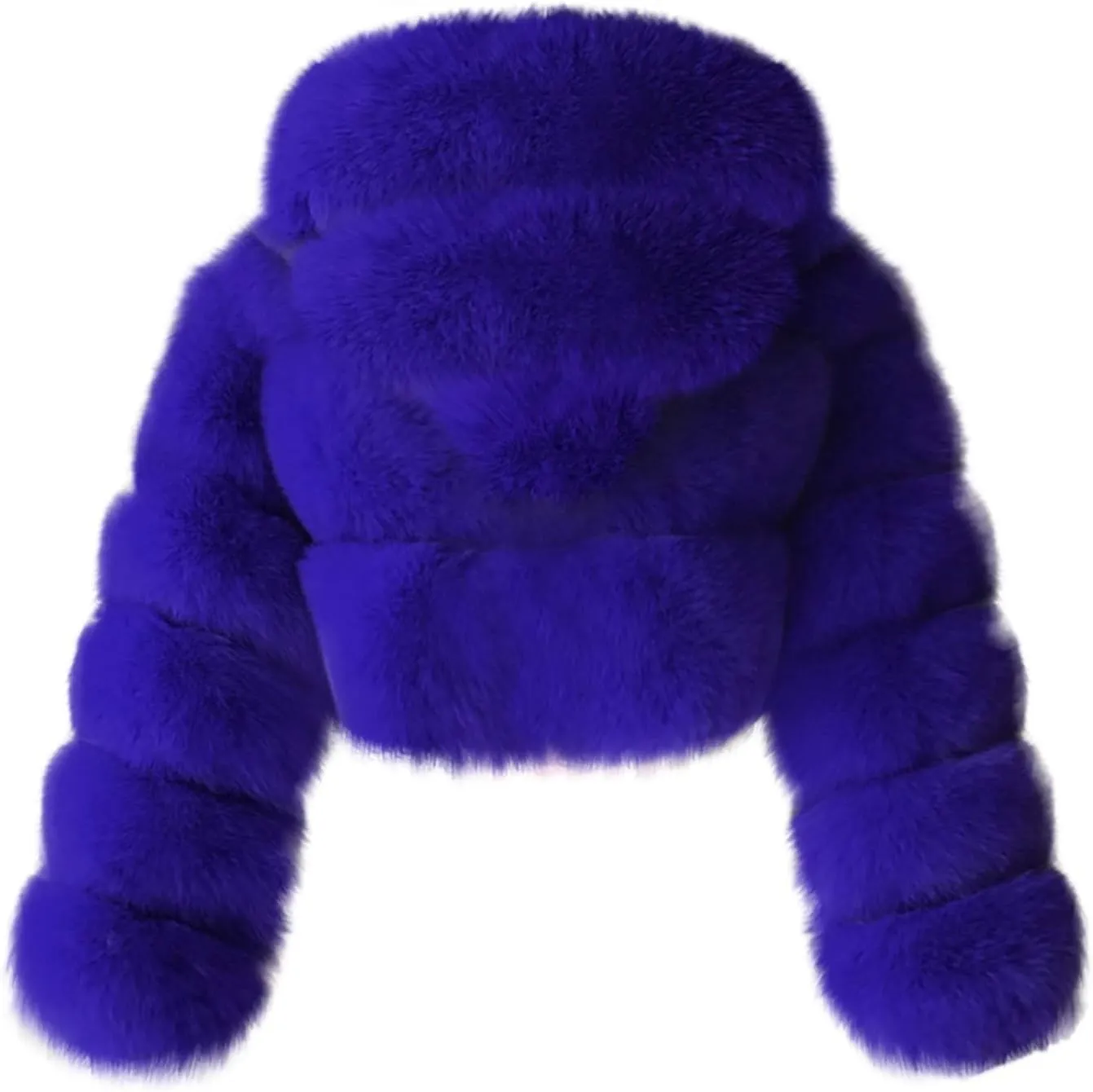 Womens Faux Fur Coat Jacket Open Front Crop Tops Solid Color Shaggy Hooded Cardigan Long Sleeve Fashion Warm Outwear Memela