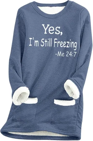 Womens Fleece Crewneck Sweatshirts Thermal Fleece Tops Round Neck Long Sleeve Pullover