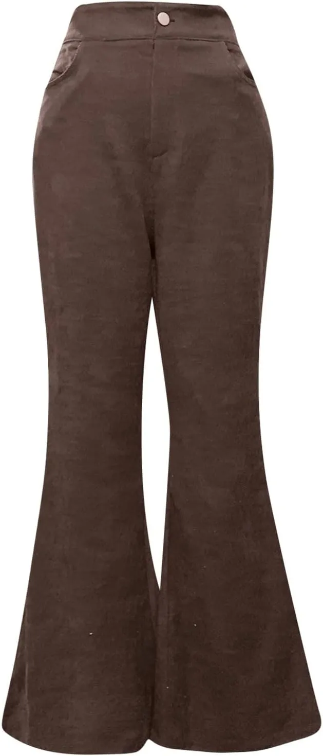 Women's Flowy Wide Leg Pants Winter Cozy Beach Thermal with Pockets Barrel Pants High Waisted
