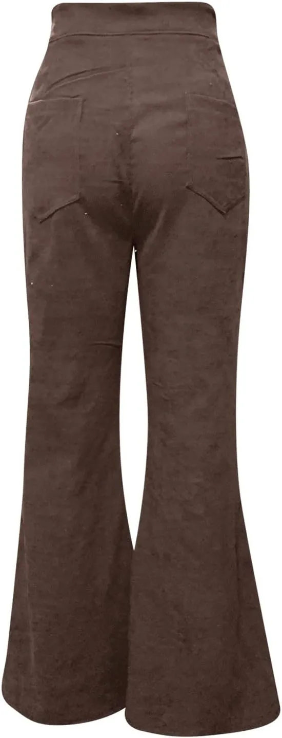 Women's Flowy Wide Leg Pants Winter Cozy Beach Thermal with Pockets Barrel Pants High Waisted