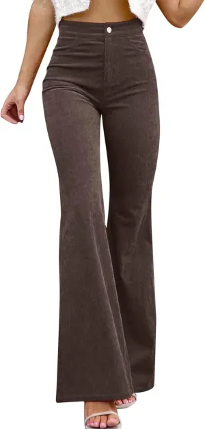 Women's Flowy Wide Leg Pants Winter Cozy Beach Thermal with Pockets Barrel Pants High Waisted