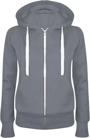 Women's Full Zipper Hoodies Long Sleeve Lightweight Solid Color Basic Sweatshirt Fashion Casual Jackets with Pockets