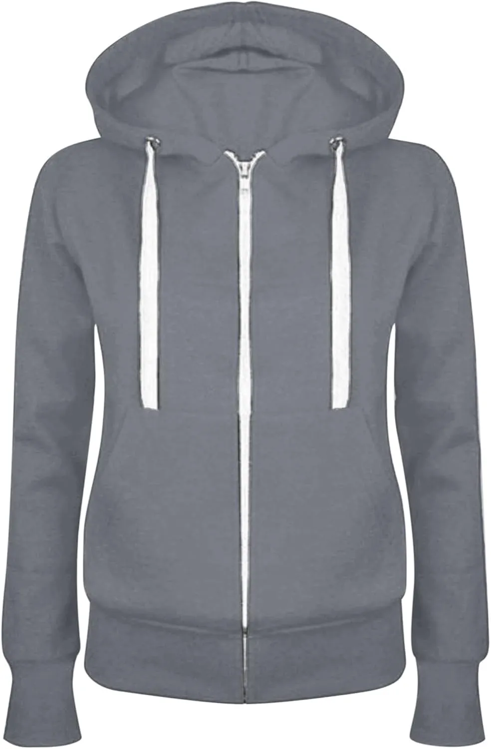 Women's Full Zipper Hoodies Long Sleeve Lightweight Solid Color Basic Sweatshirt Fashion Casual Jackets with Pockets