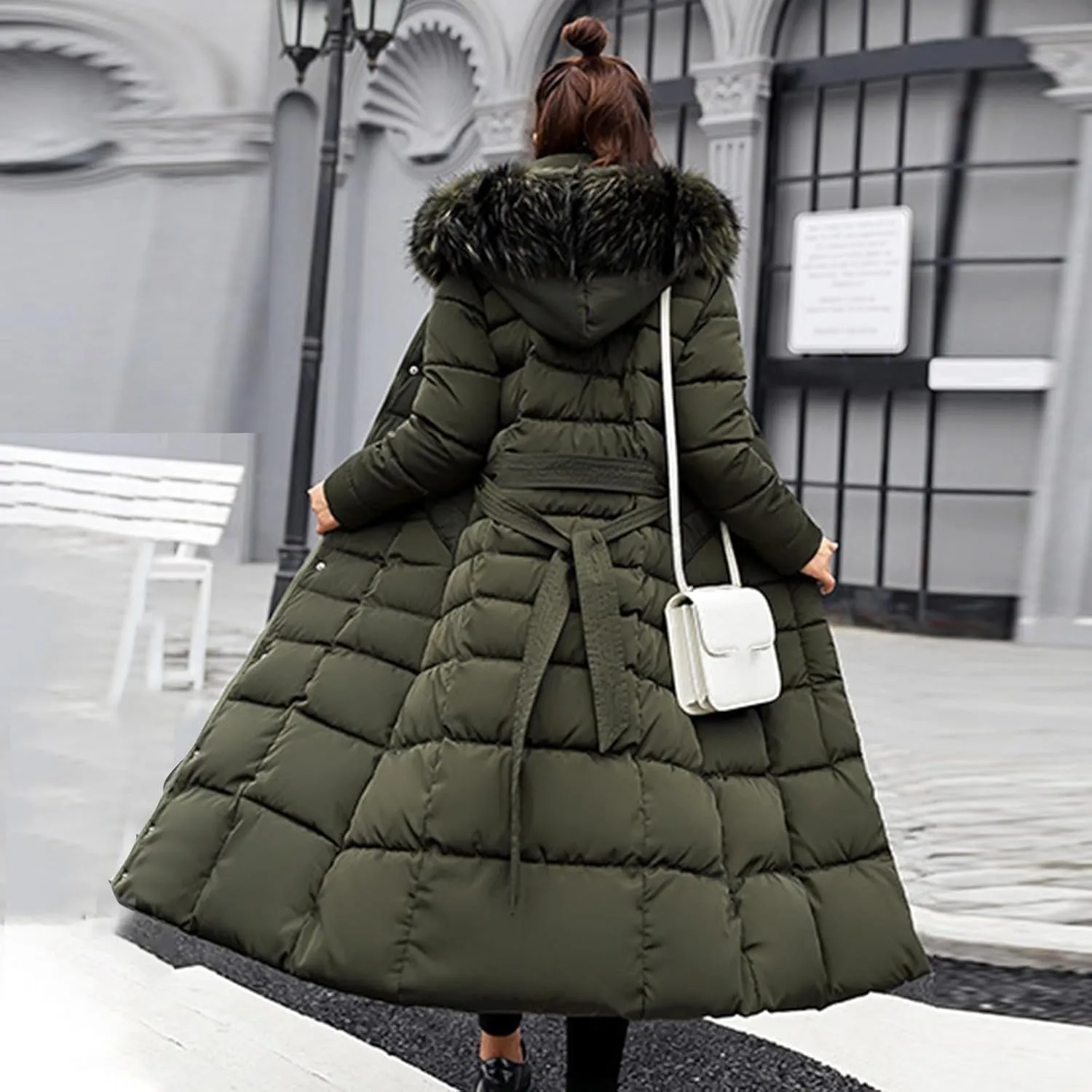 Women's Hooded Puffer Down Coat Long Winter Jacket with Hood Quilted Jacket Ladies Coats Womens Winter