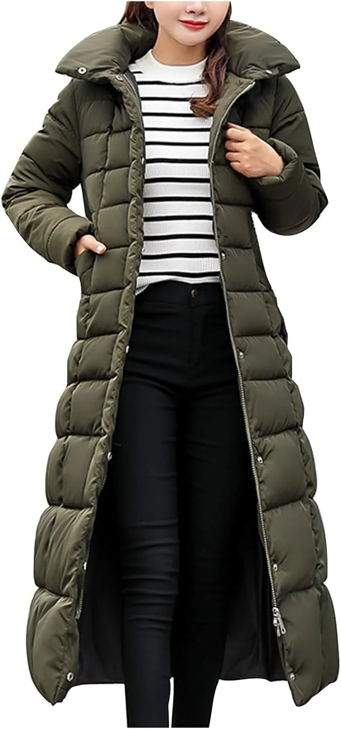 Women's Hooded Puffer Down Coat Long Winter Jacket with Hood Quilted Jacket Ladies Coats Womens Winter