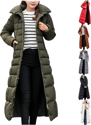 Women's Hooded Puffer Down Coat Long Winter Jacket with Hood Quilted Jacket Ladies Coats Womens Winter