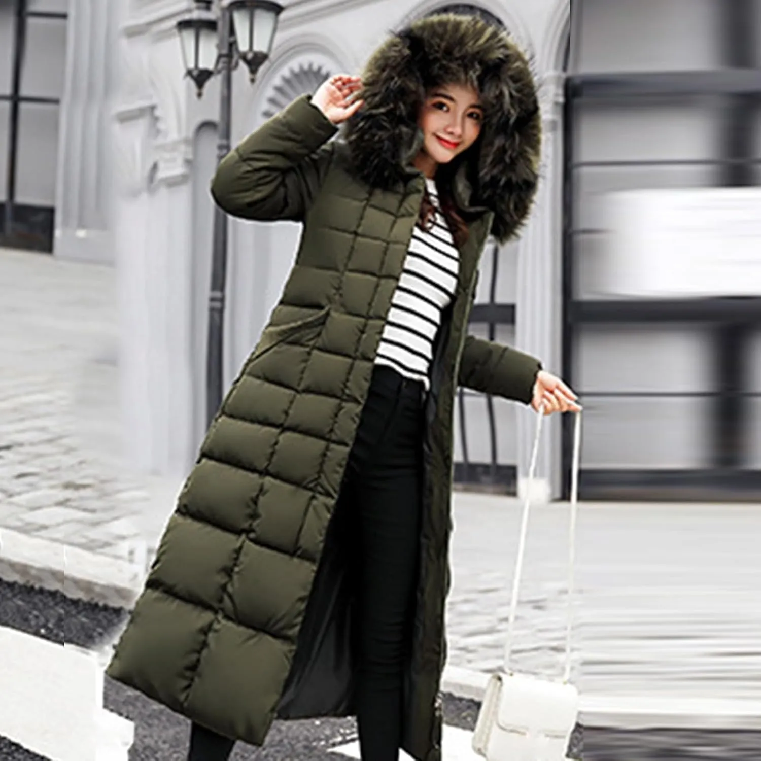Women's Hooded Puffer Down Coat Long Winter Jacket with Hood Quilted Jacket Ladies Coats Womens Winter
