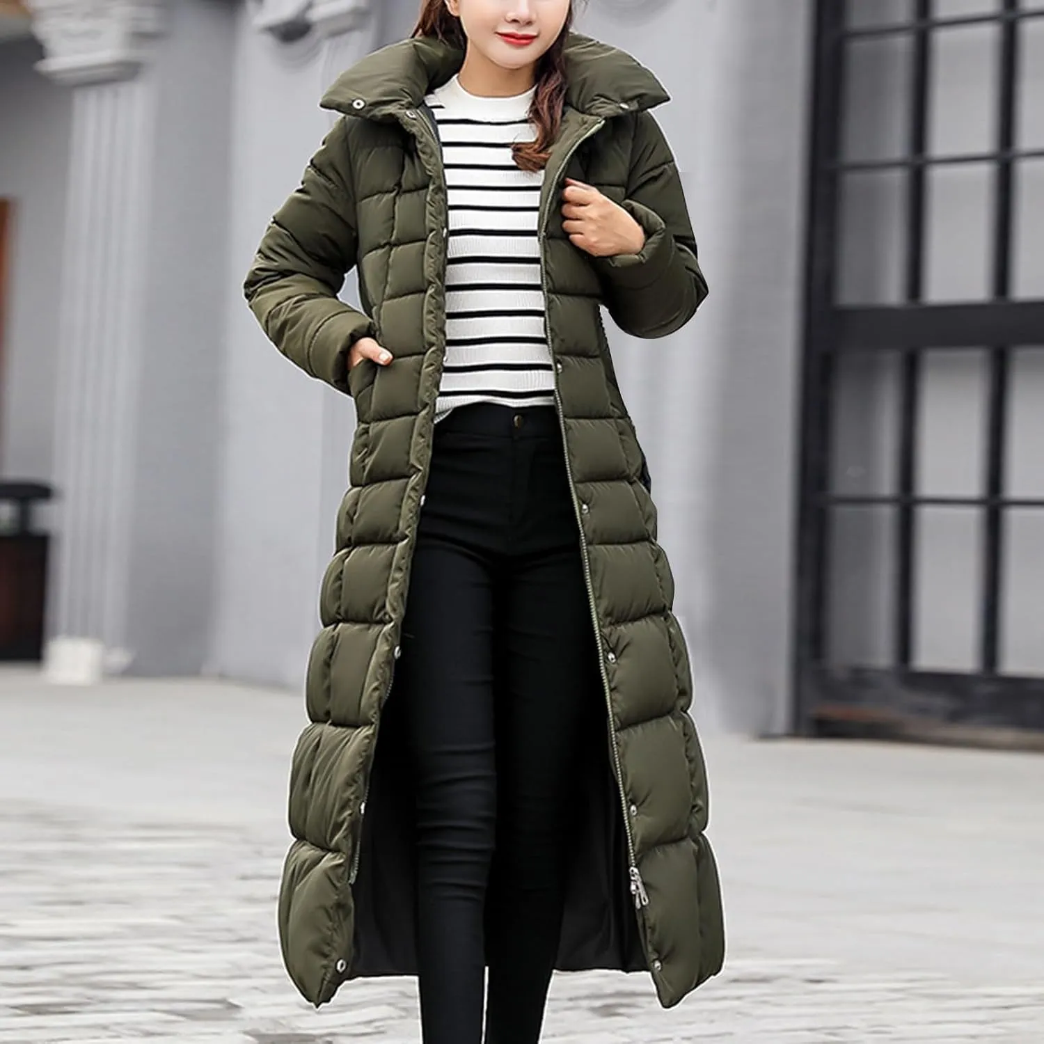 Women's Hooded Puffer Down Coat Long Winter Jacket with Hood Quilted Jacket Ladies Coats Womens Winter