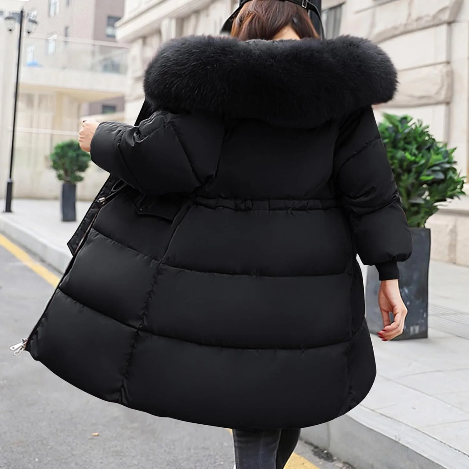 Women's Hooded Warm Winter Coat Long Sleeve Button Down Outerwear Casual Jackets Winter Long Thick Coats