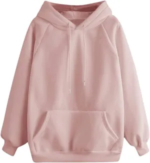 Womens Hoodies, Hoodies for Women Pullover Basic Solid Long Sleeve Crewneck Sweatshirts Teen Girls Oversized Hooded Y2k Top