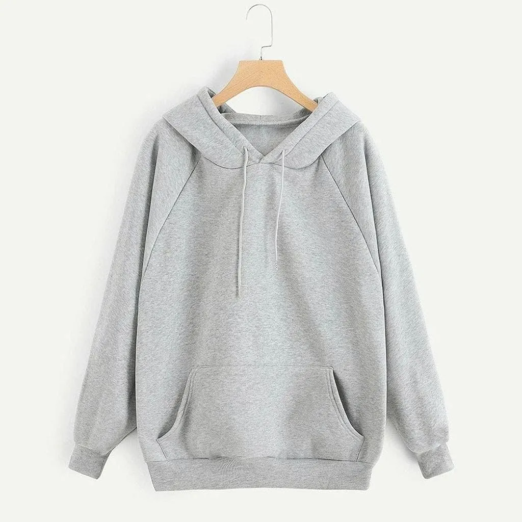 Womens Hoodies, Hoodies for Women Pullover Basic Solid Long Sleeve Crewneck Sweatshirts Teen Girls Oversized Hooded Y2k Top