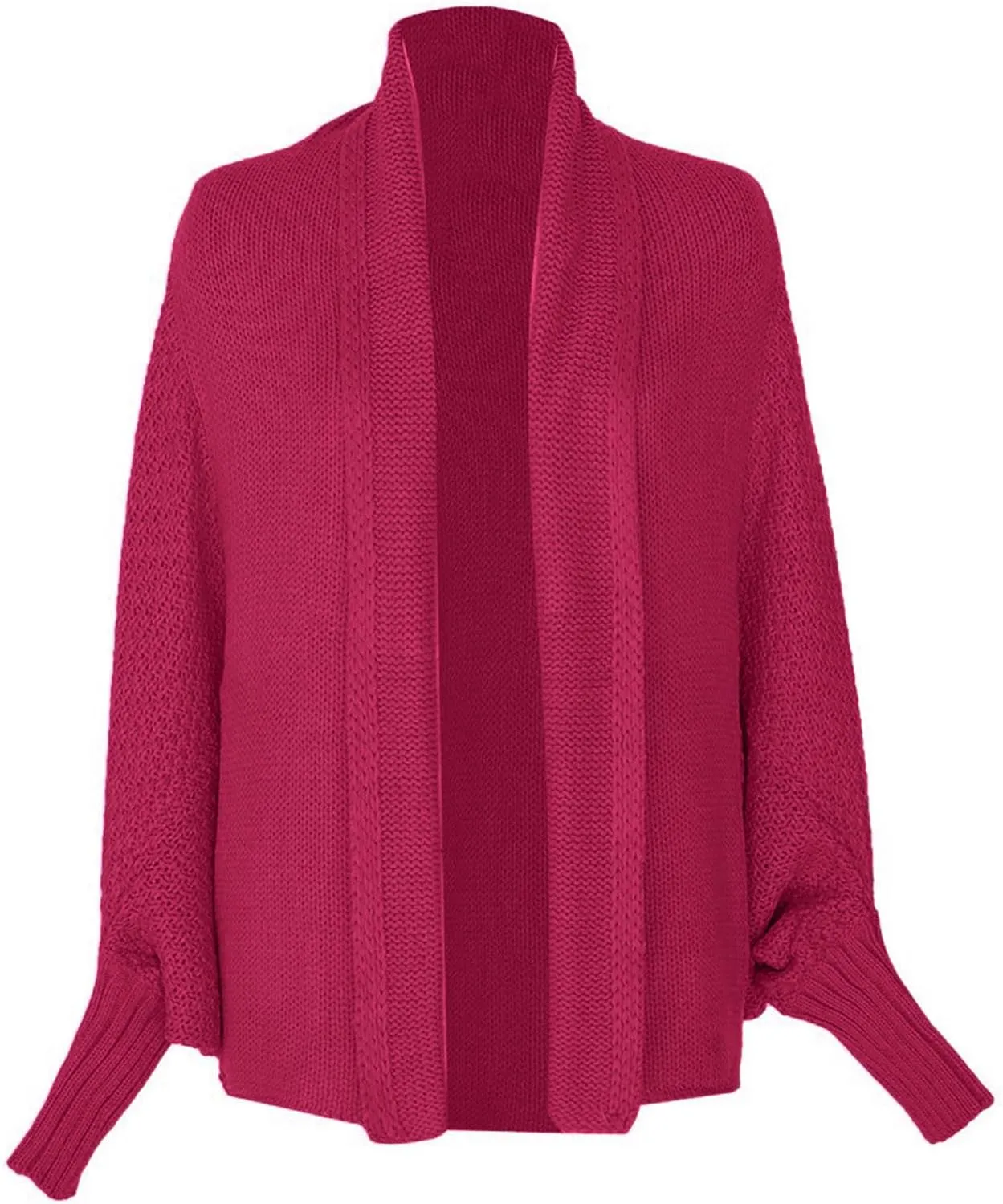 Women's Kimono Batwing Cable Open Front Knitted Cardigan Slouchy Oversized Wrap Sweater Outwear Coats Solid Color