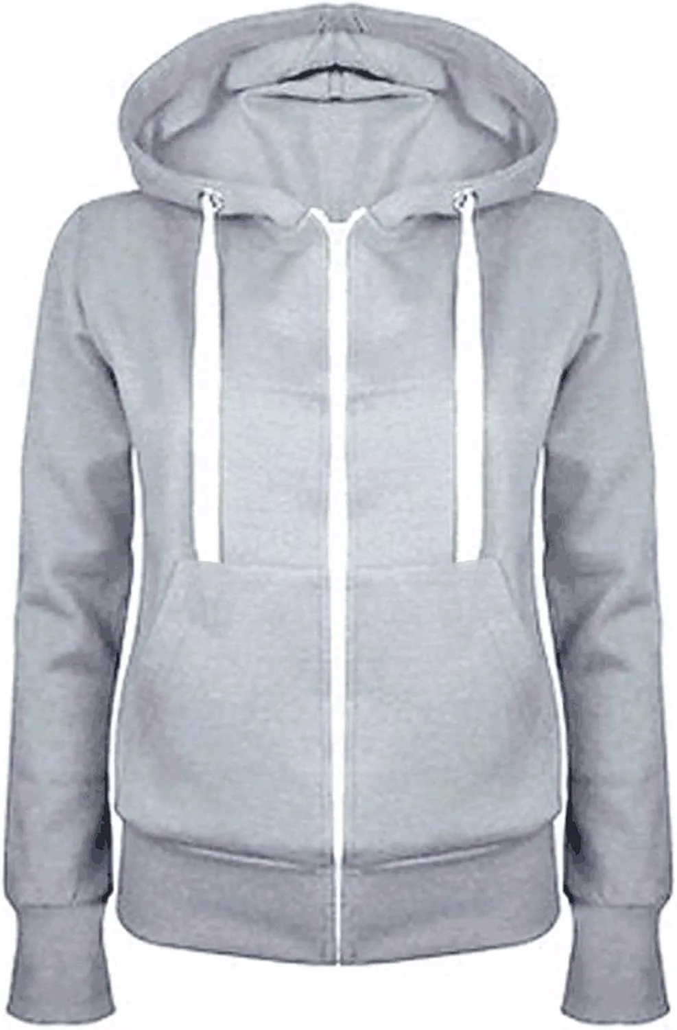 Womens Lightweight Hoodie Fall Casual Drawstring Zip Up Pockets Hooded Jackets Solid Color Basic Cotton Sweatshirts