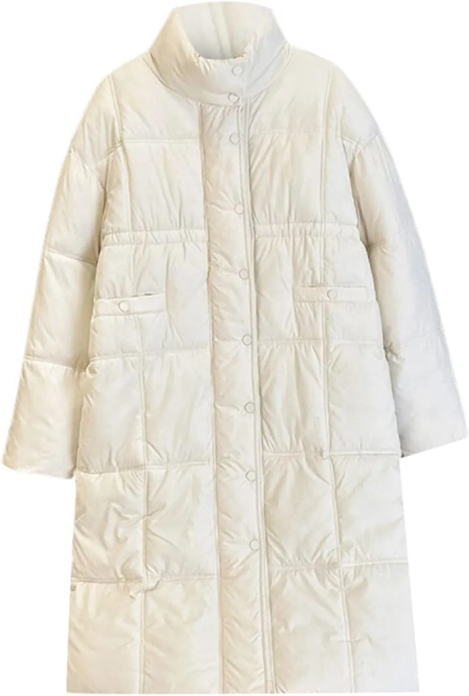 Womens Lightweight Quilted Jackets Long Puffer Down Jacket with Pockets Thickened Warm Quilted Winter Coat Outerwear
