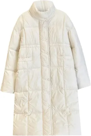 Womens Lightweight Quilted Jackets Long Puffer Down Jacket with Pockets Thickened Warm Quilted Winter Coat Outerwear