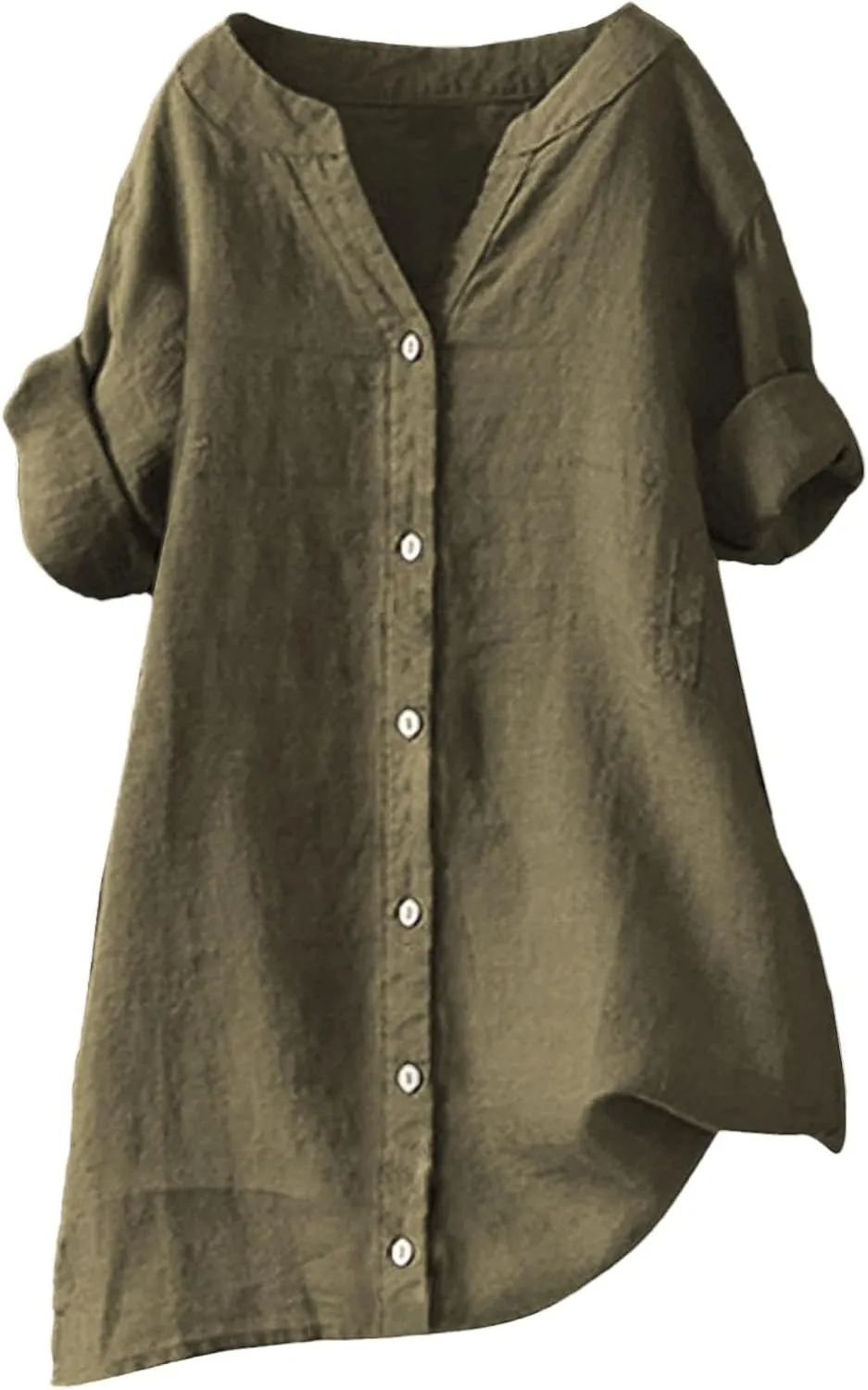 Womens Linen Button Down Shirts Summer 2025 Roll up Sleeve Oversized Boyfriend Solid Tops Casual Dressy Blouses