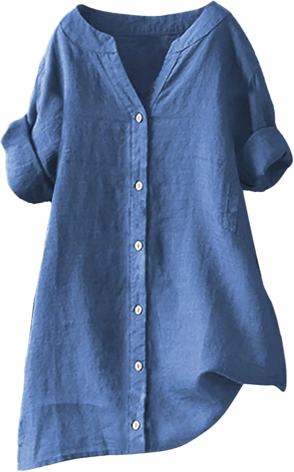 Womens Linen Button Down Shirts Summer 2025 Roll up Sleeve Oversized Boyfriend Solid Tops Casual Dressy Blouses