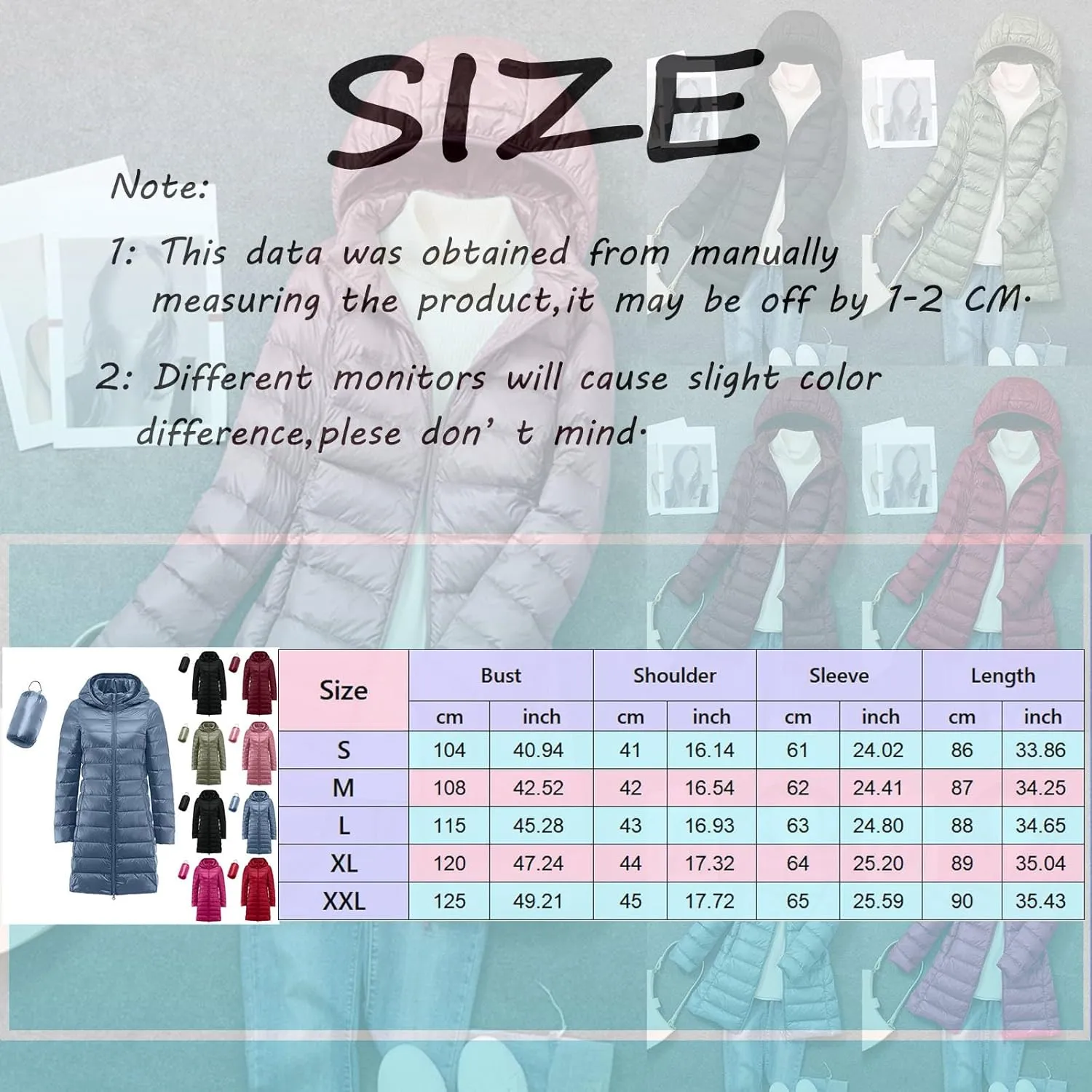 Women's Long Down Coats Packable Puffer Jacket Hooded Winter Ultra Light Quilted Winter Coats with Pockets Outerwear