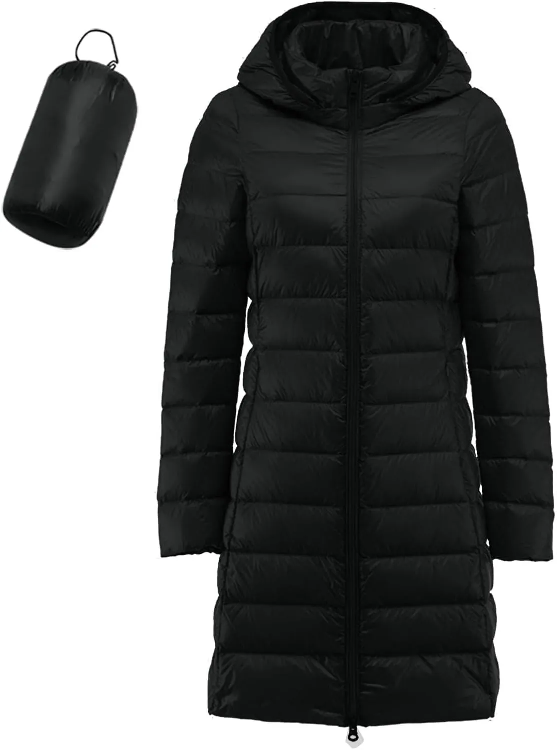 Women's Long Down Coats Packable Puffer Jacket Hooded Winter Ultra Light Quilted Winter Coats with Pockets Outerwear