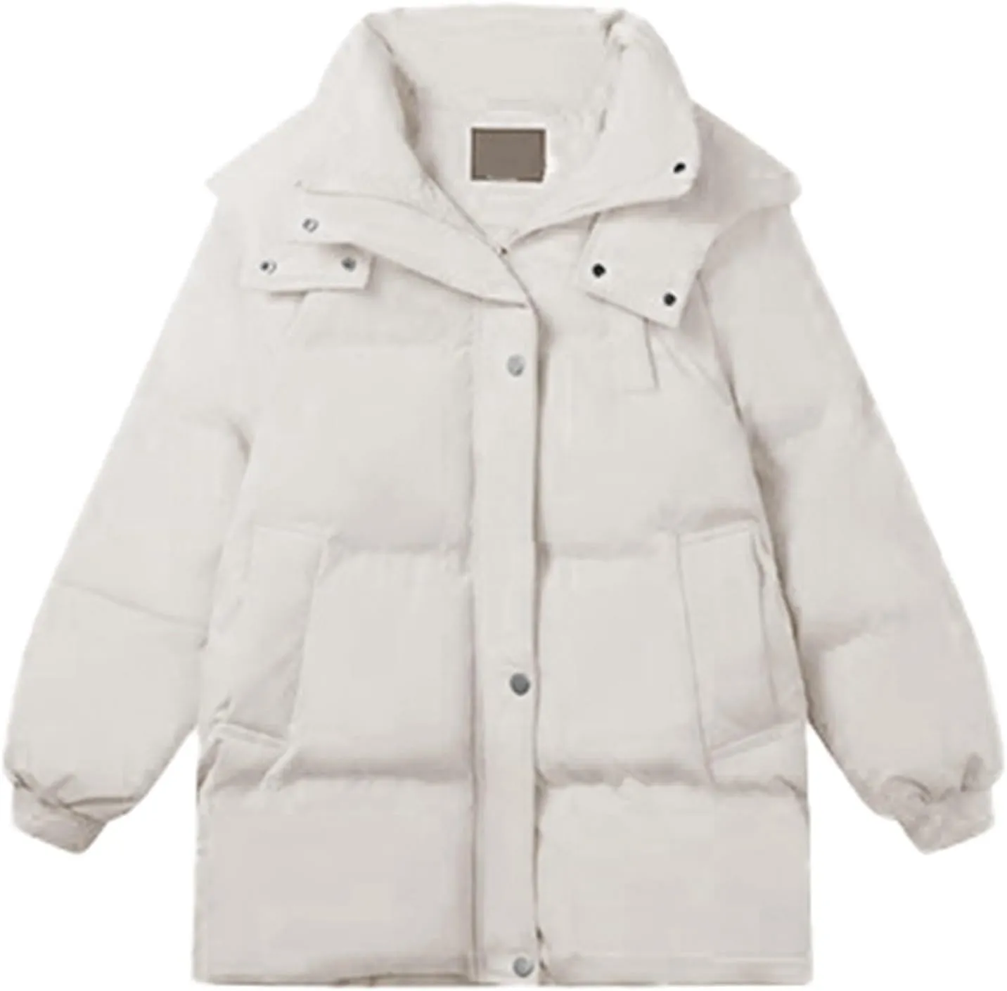Women's Puffer Jacket Lightweight Quilted Down Jackets Oversized Mid Length Thickened Hoodie Winter Coat with Pockets
