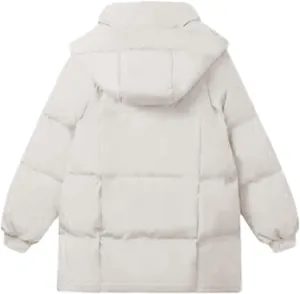 Women's Puffer Jacket Lightweight Quilted Down Jackets Oversized Mid Length Thickened Hoodie Winter Coat with Pockets