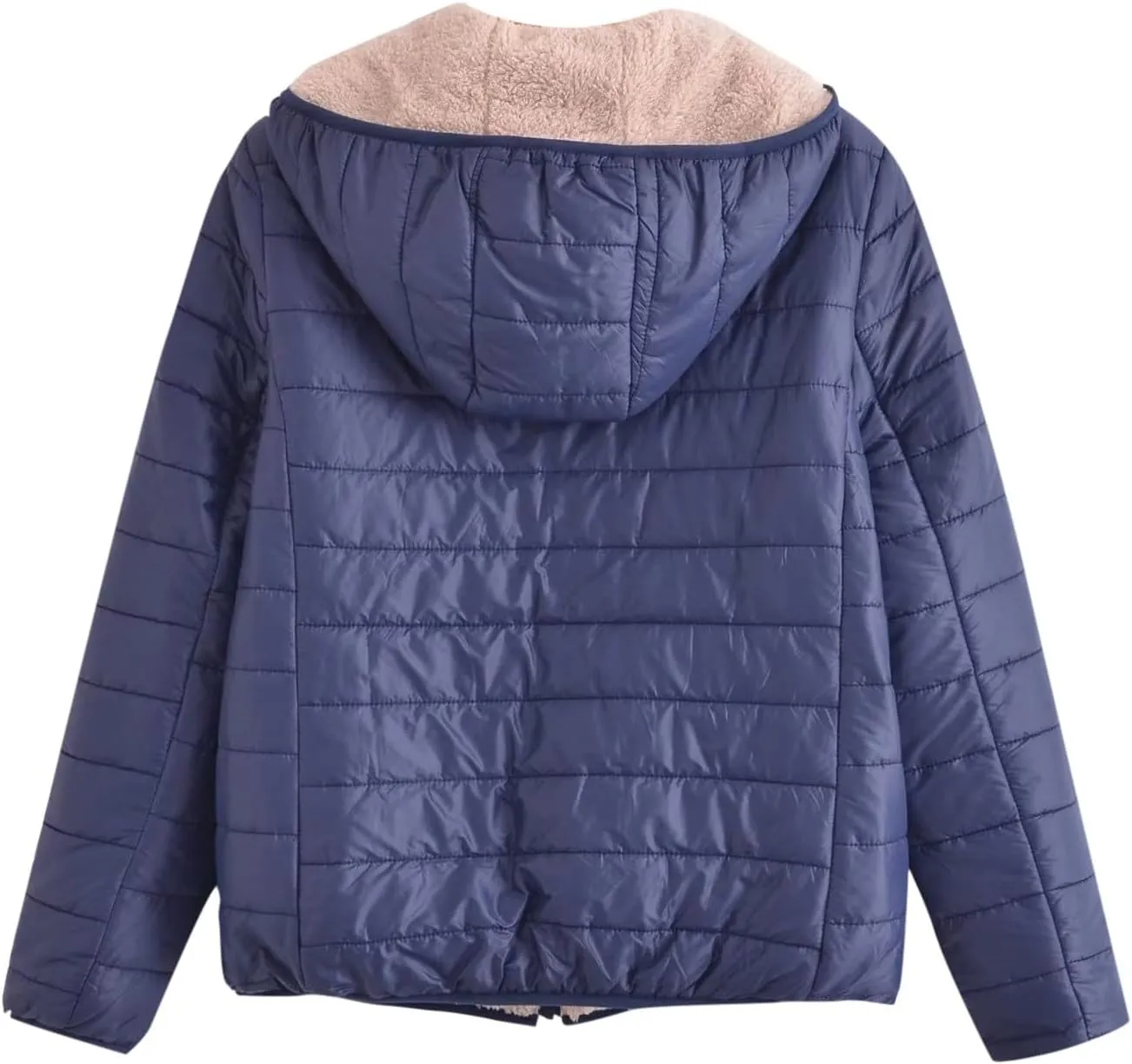 Women's Quilted Winter Coats Winter Short Hooded Warm Padded Puffer Jacket Fleece Lined Down Jackets with Pockets