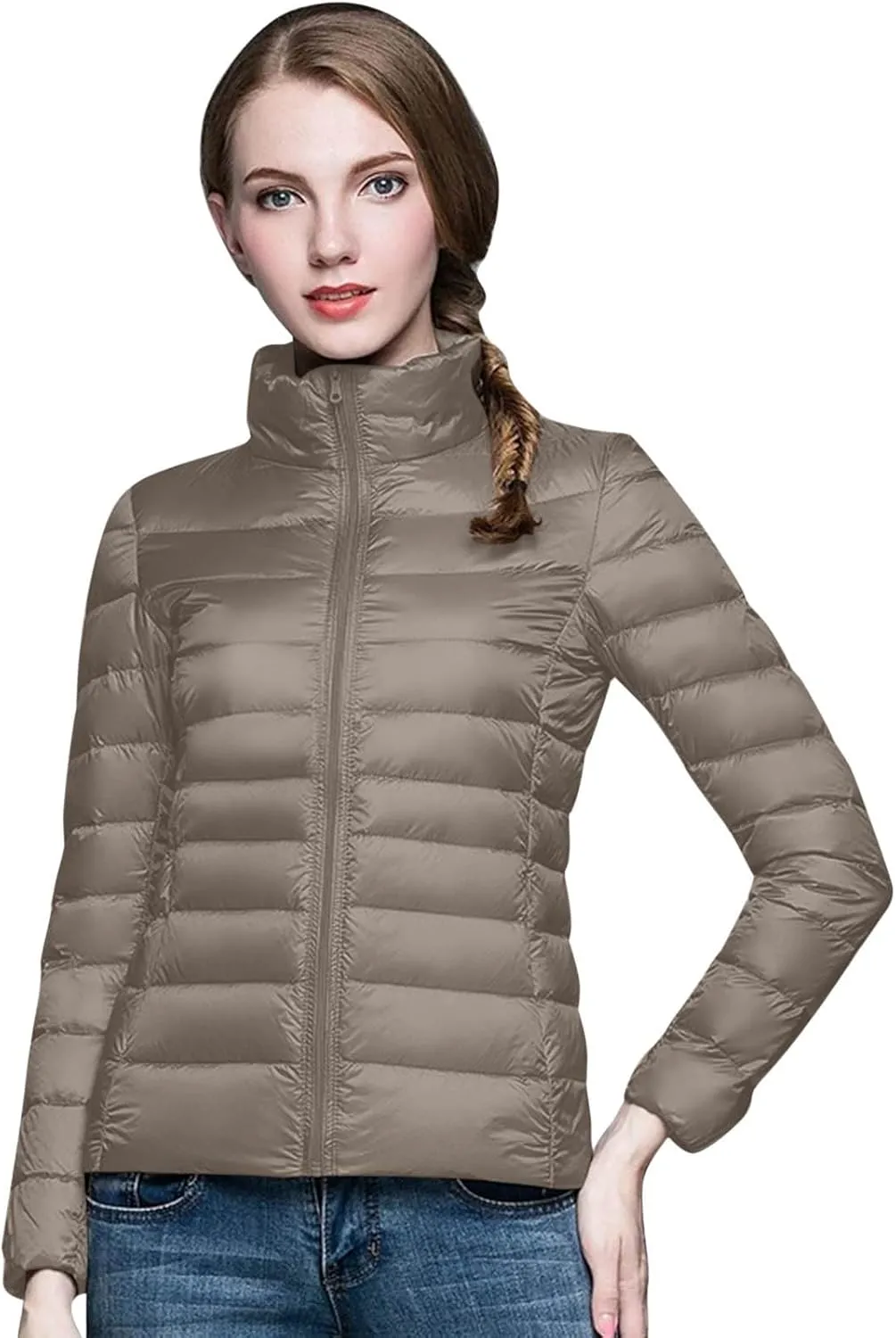 Women's Short Down Coat Packable Puffer Jacket 2024 Ultra Light Hooded Winter Quilted Winter Coat with Pocket Outwear