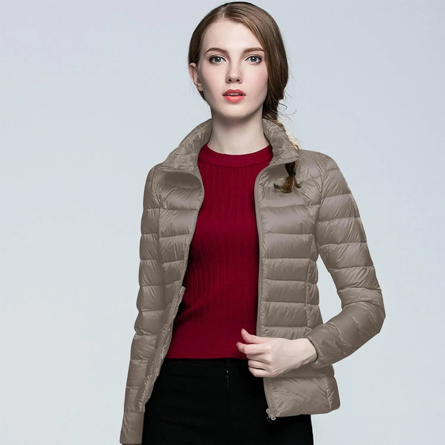 Women's Short Down Coat Packable Puffer Jacket 2024 Ultra Light Hooded Winter Quilted Winter Coat with Pocket Outwear