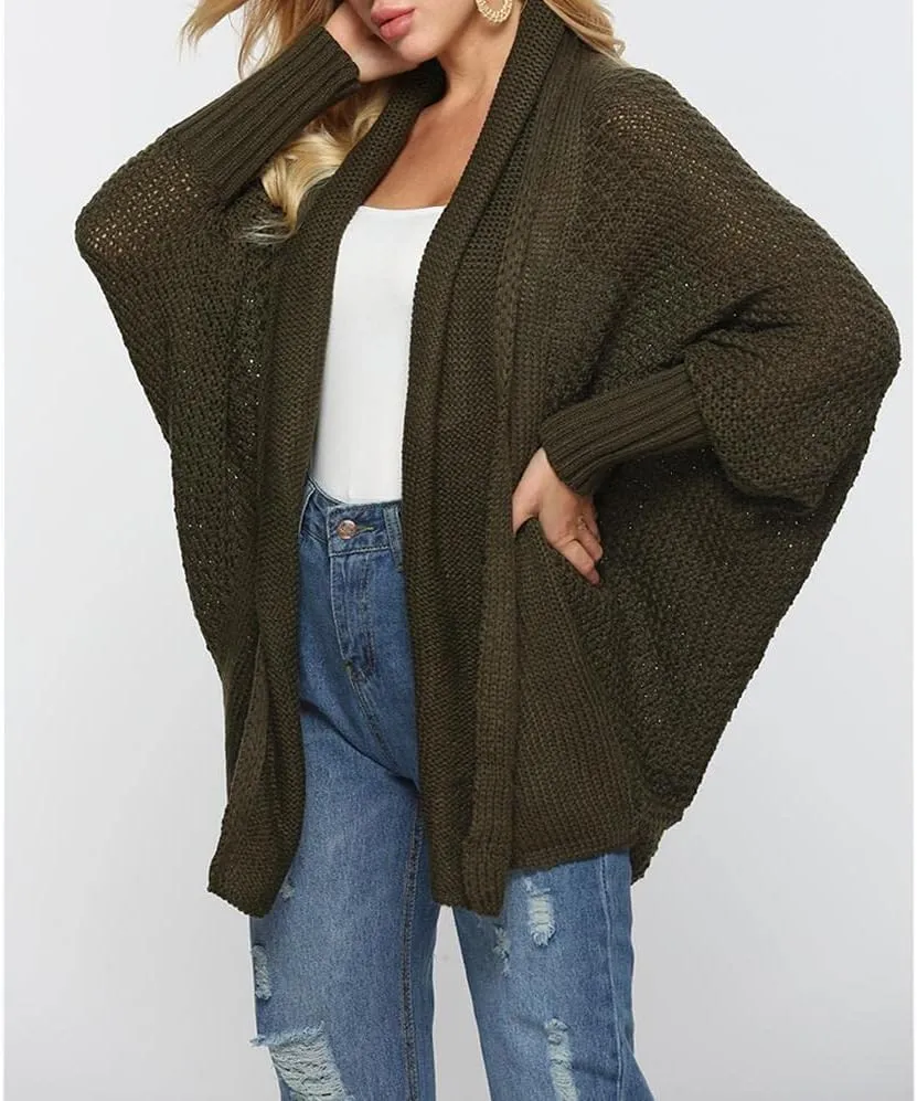 Women's Sweaters Cardigan Oversized Chunky Knit Kimono Slouchy Wrap Batwing Open Front Outwear Coat