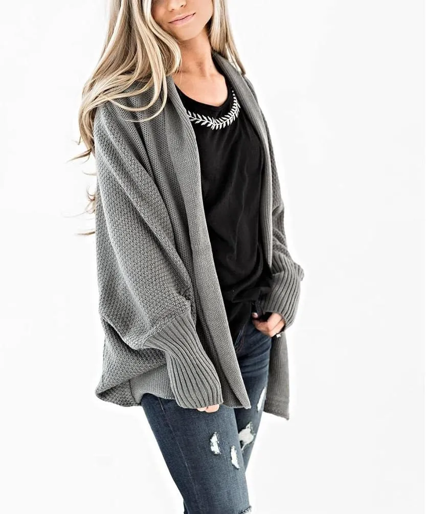 Women's Sweaters Cardigan Oversized Chunky Knit Kimono Slouchy Wrap Batwing Open Front Outwear Coat
