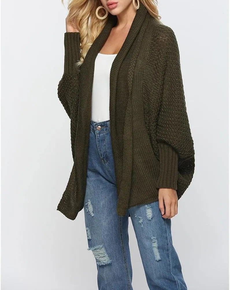 Women's Sweaters Cardigan Oversized Chunky Knit Kimono Slouchy Wrap Batwing Open Front Outwear Coat