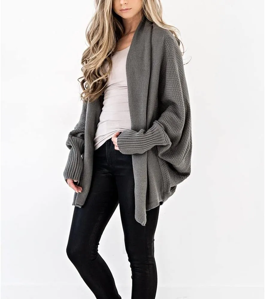 Women's Sweaters Cardigan Oversized Chunky Knit Kimono Slouchy Wrap Batwing Open Front Outwear Coat